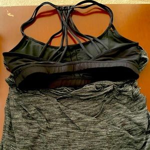 Lululemon Grey Tank with Black Built in Bra Size 8